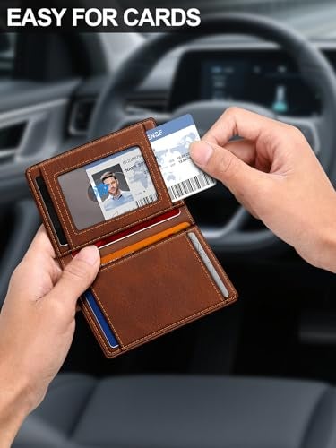 SEMORID Wallet for Men Slim Leather Wallets for 9-13 Cards, RFID Blocking Thin Card Holder Wallet with ID Window & Stretchable Cash Slot, Minimalist Bifold Small Wallet for Front Pocket, Birthday Gift for Men - Image 3