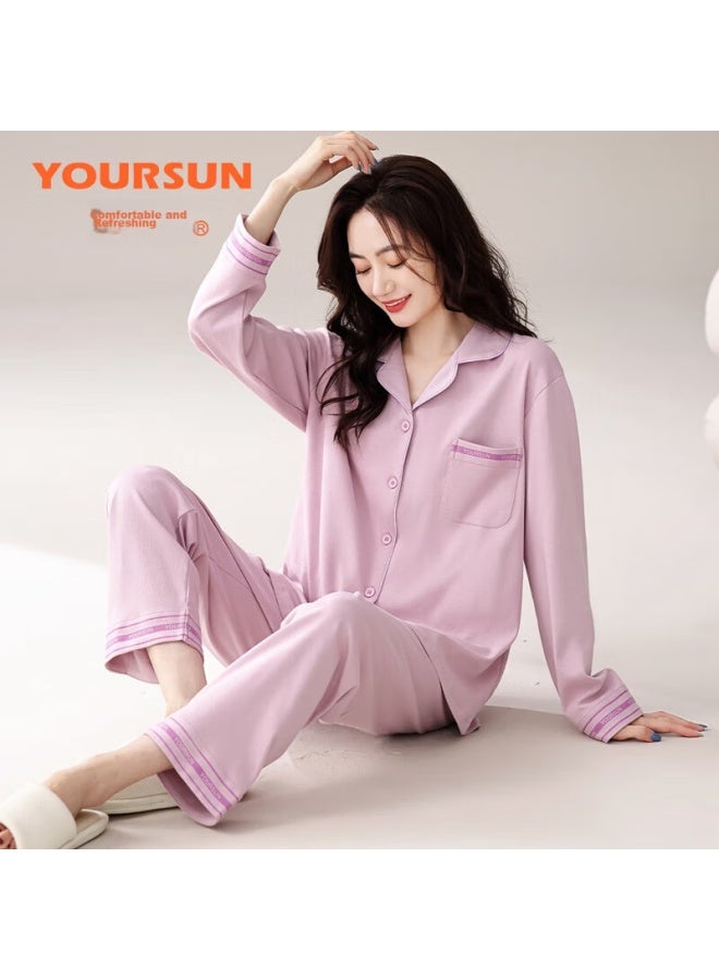 Your Sun Yiershuang Women's Pajamas, Spring And Autumn Long-sleeve Cardigan, Loose-fitting Simple Ladies' Loungewear Set, Suitable For Outdoor Wear - Image 4
