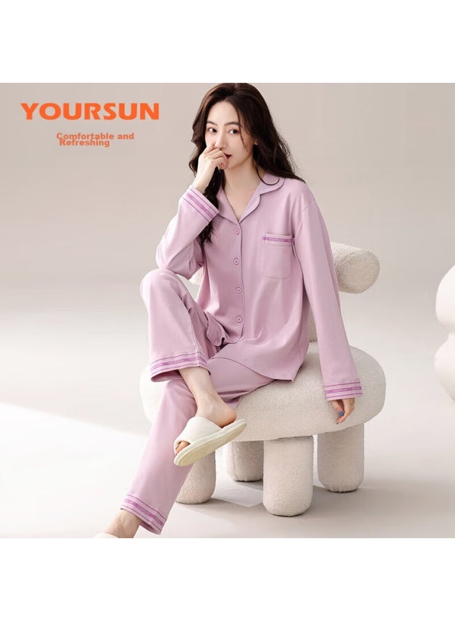 Your Sun Yiershuang Women's Pajamas, Spring And Autumn Long-sleeve Cardigan, Loose-fitting Simple Ladies' Loungewear Set, Suitable For Outdoor Wear - Image 3