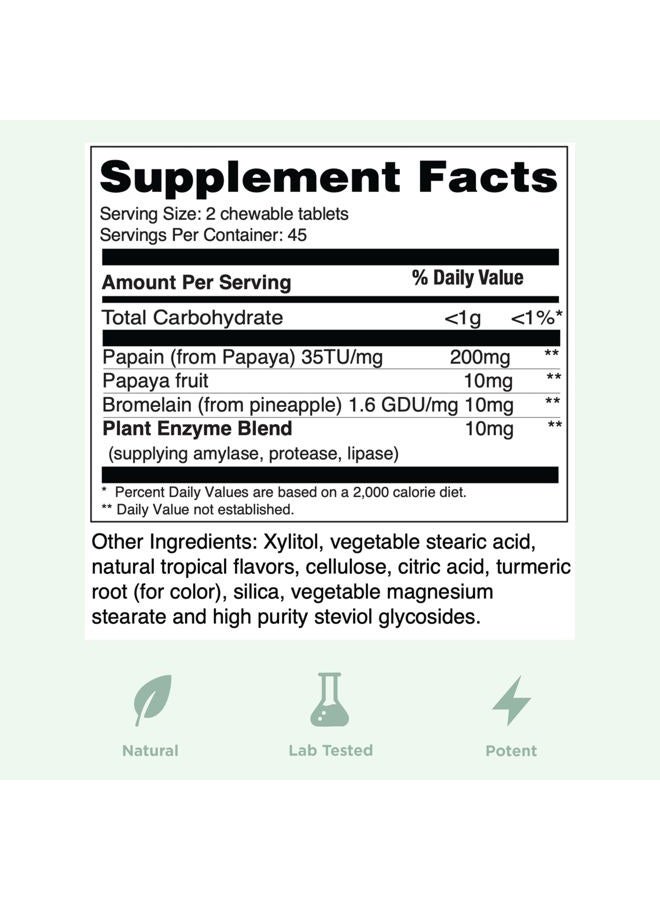 Yuve Natural Papaya Digestive Enzymes - Sugar-Free Chewable Candies - Promotes Better Digestion - Constipation & Bloating Aid, Detox, Leaky Gut Repair & Gas Relief - Vegan, Non-GMO (2 Pack of 90ct) - Image 5