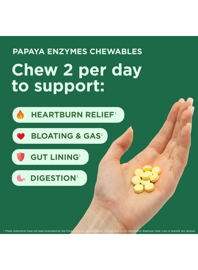 Yuve Natural Papaya Digestive Enzymes - Sugar-Free Chewable Candies - Promotes Better Digestion - Constipation & Bloating Aid, Detox, Leaky Gut Repair & Gas Relief - Vegan, Non-GMO (2 Pack of 90ct) - Image 2