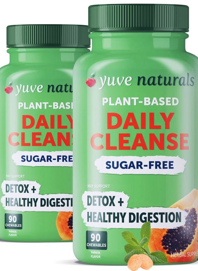 Yuve Natural Papaya Digestive Enzymes - Sugar-Free Chewable Candies - Promotes Better Digestion - Constipation & Bloating Aid, Detox, Leaky Gut Repair & Gas Relief - Vegan, Non-GMO (2 Pack of 90ct) - Image 1