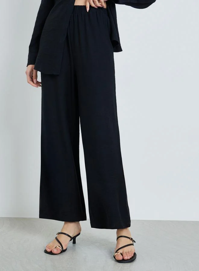 Take Two  Black Lace Detail Longline Shirt and Pants Co-Ords for Women | Best Price UAE