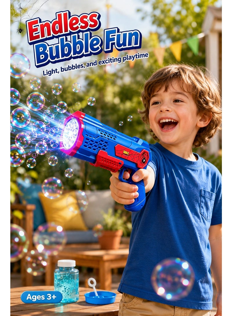 Automatic LED Bubble Gun for Kids with 10-Hole Bubble Outlet, Bubble Solution Bottle, 10 Concentrated Refills and Screwdriver, Light-Up Outdoor Bubble Toy for Ages 3+ - Image 5
