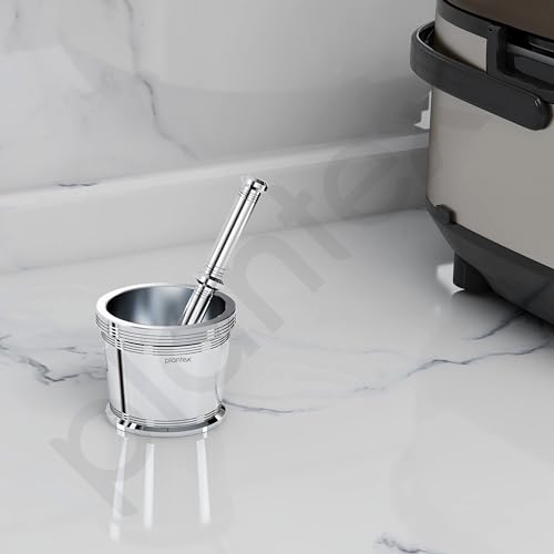 Plantex Stainless Steel mortar and pestle/Spice Mixer/Ginger Garlic Crusher/Khalbatta/Khal/Imam Dasta/Okhli for Kitchen- Size 1(Dia: 6.75, H: 5.75 cm) - Image 3