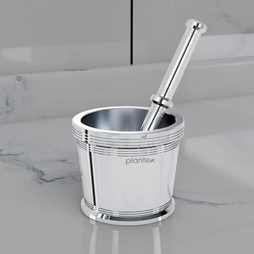 Plantex Stainless Steel mortar and pestle/Spice Mixer/Ginger Garlic Crusher/Khalbatta/Khal/Imam Dasta/Okhli for Kitchen- Size 1(Dia: 6.75, H: 5.75 cm) - Image 1