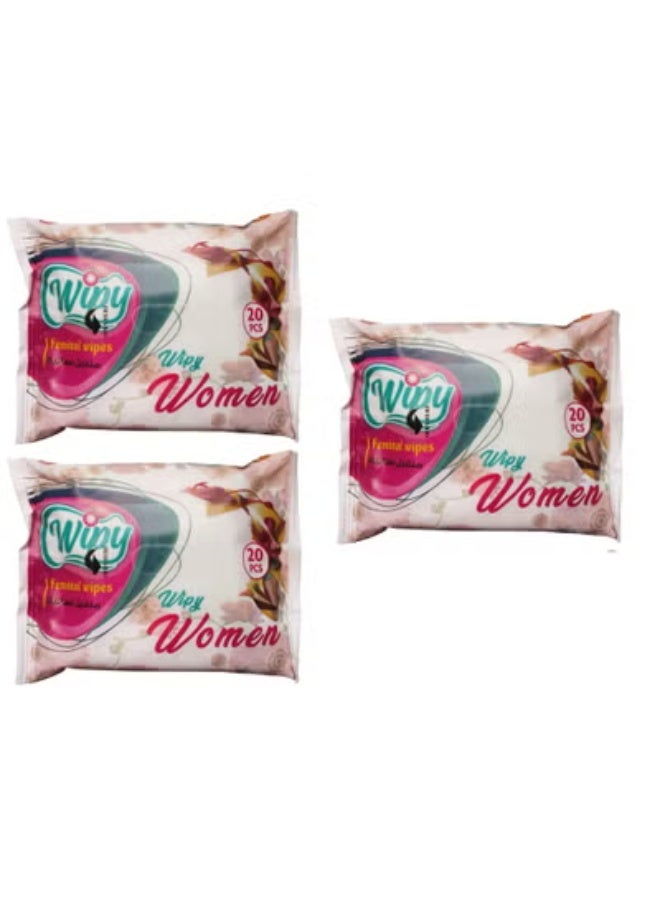 3pcs Wipy Feminine wipes, 3x20 wipes - Image 1