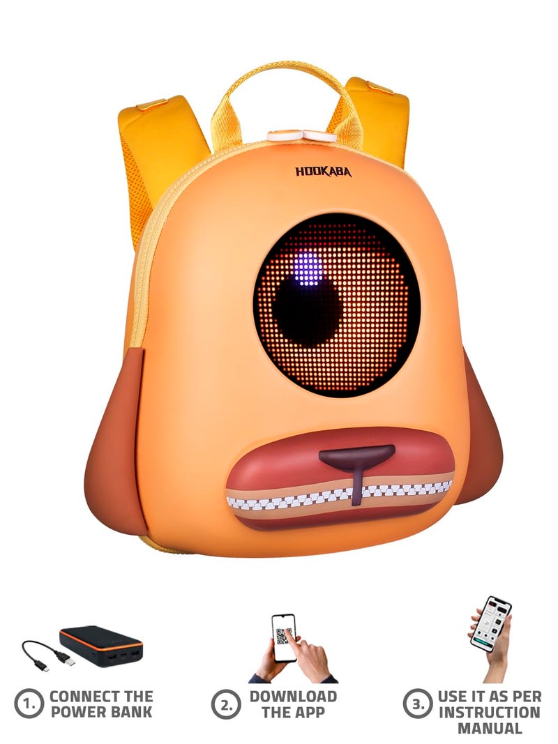 Hookaba Store Hookaba GlowBuddy LED Eyes Backpack | Kids Smart Bag With App Control, Programmable Screen & Water Resistant | For School, Picnic, Travel | Mini Digital Daypack For Girls & Boys - Image 4