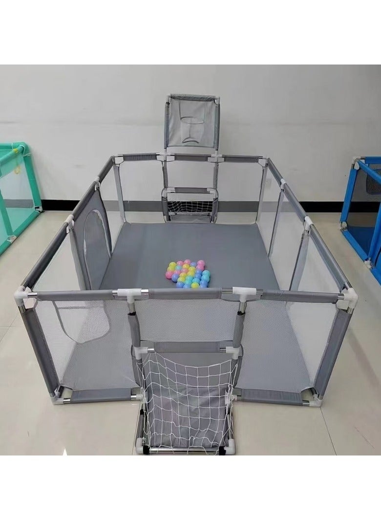 ORiTi سياج ألعاب الأطفال، ملعب داخلي، سياج منزل الطفل، مشي الطفل، سياج حصيرة الزحف الداخلية، سياج واقي - رمادي - Image 2