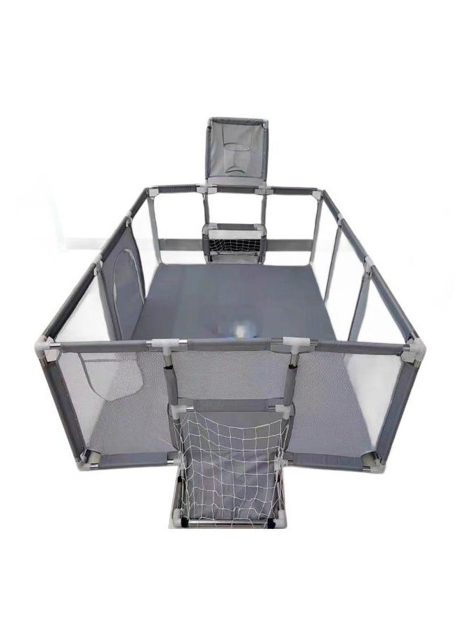 ORiTi سياج ألعاب الأطفال، ملعب داخلي، سياج منزل الطفل، مشي الطفل، سياج حصيرة الزحف الداخلية، سياج واقي - رمادي - Image 1