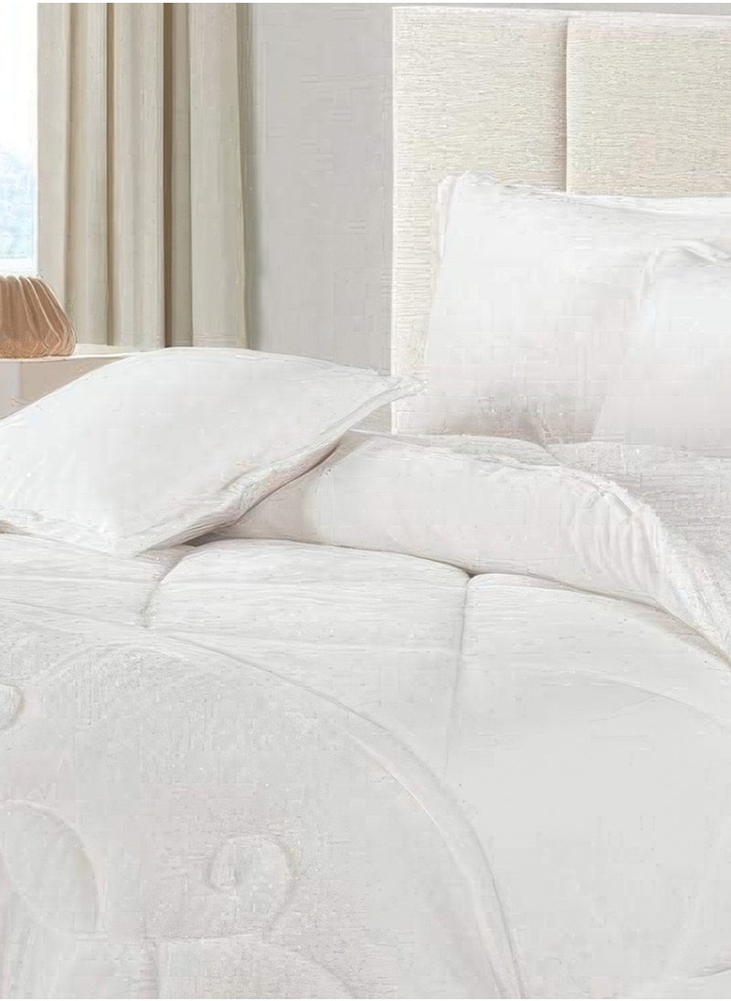 4 Pieces Winter Comforter Set Single Size 160x210cm Embossed Patterned Bedding Sets Includes Comforte Fitted sheet Pillowcases & Cushion Cover
