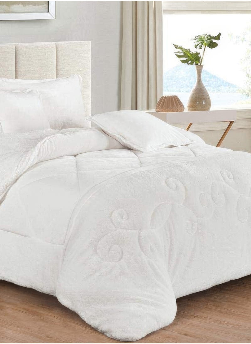 4 Pieces Winter Comforter Set Single Size 160x210cm Embossed Patterned Bedding Sets Includes Comforte Fitted sheet Pillowcases & Cushion Cover