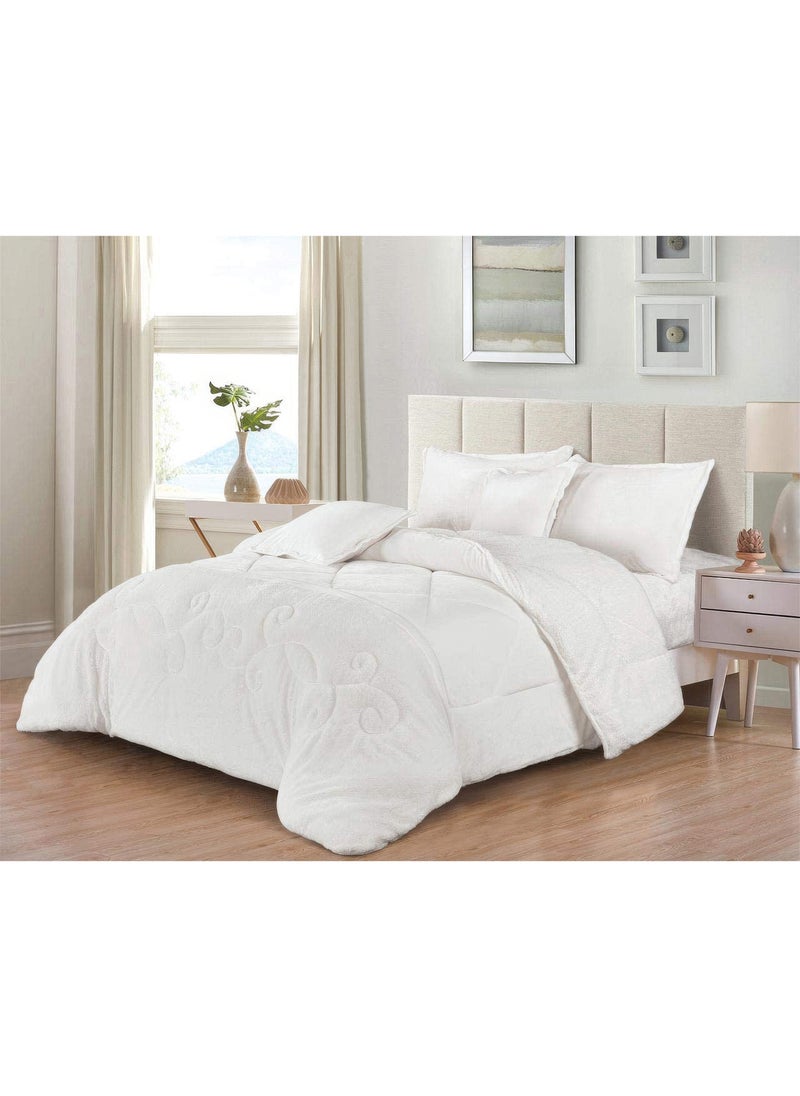 4 Pieces Winter Comforter Set Single Size 160x210cm Embossed Patterned Bedding Sets Includes Comforte Fitted sheet Pillowcases & Cushion Cover
