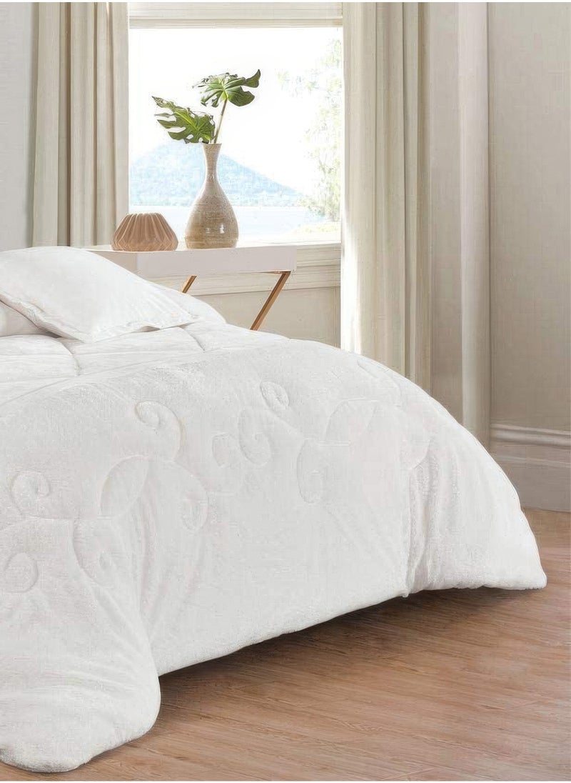 4 Pieces Winter Comforter Set Single Size 160x210cm Embossed Patterned Bedding Sets Includes Comforte Fitted sheet Pillowcases & Cushion Cover