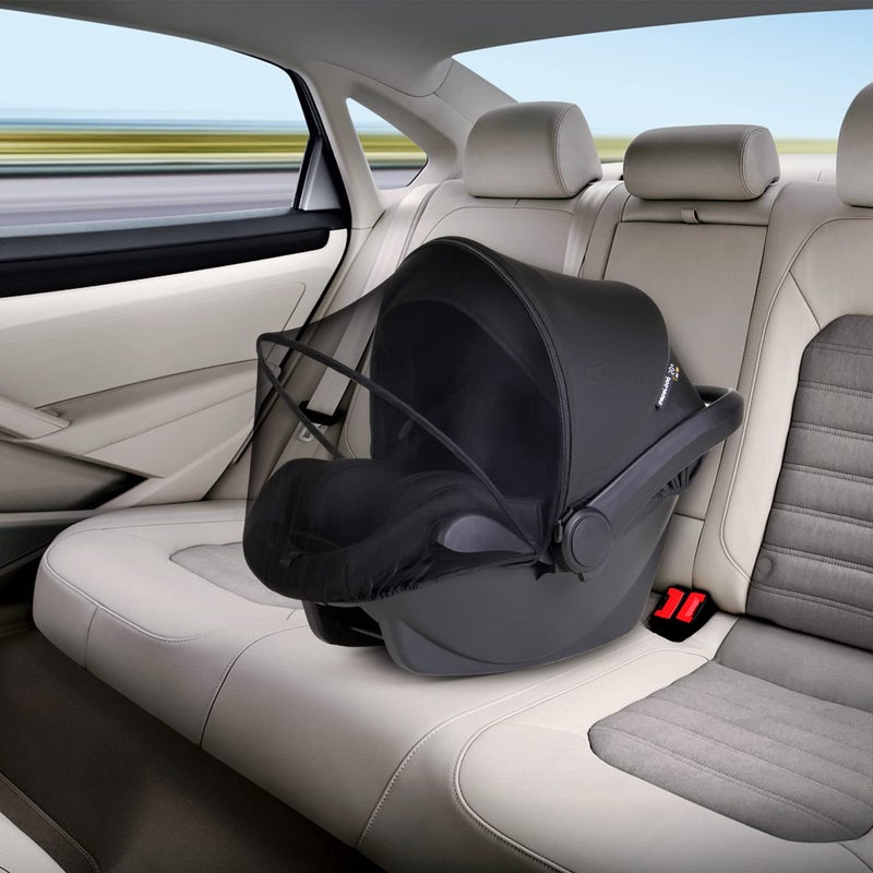 Beberoad Love 2-in-1 Car Seat Canopy - Universal Baby Car Seat Cover with Sunshade & Mesh Protection, 2-Way Zipper for Easy Access (Black) - Image 5