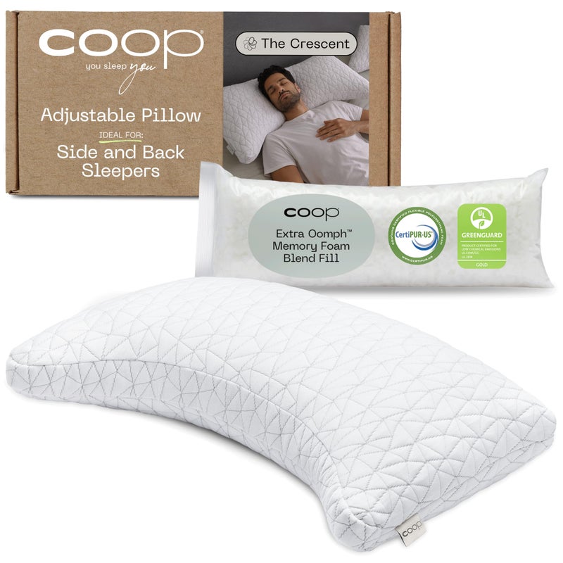 Coop Home Goods وسادة كروية قابلة للتعديل من Coop Home Goods للسرير الملكي وسائد للكتف والرقبة ودعم الرأس وسائد رغوة كروية متوسطة الصلابة للنوم على الظهر والجانب CertiPURUSGREENGUARD Gold