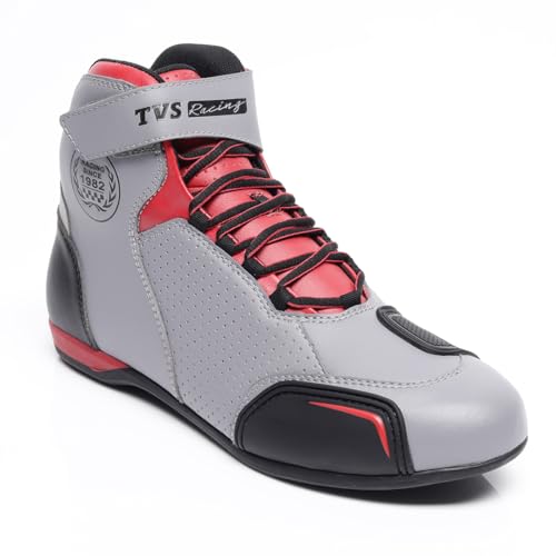 TVS Racing Ankle Length Riding Boots for Men:Waterproof Riding Shoes with Reflective Panels (Size-9/Grey) - Image 3