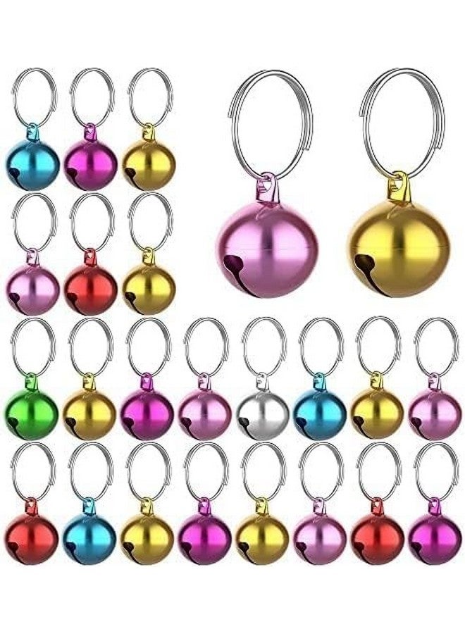 24 قطعة من أجراس طوق الحيوانات الأليفة، قلادة جرس عالية من الفولاذ المقاوم للصدأ مع حلقات مفاتيح، أجراس طوق ملونة للحيوانات الأليفة للقطط والجرو - Image 1