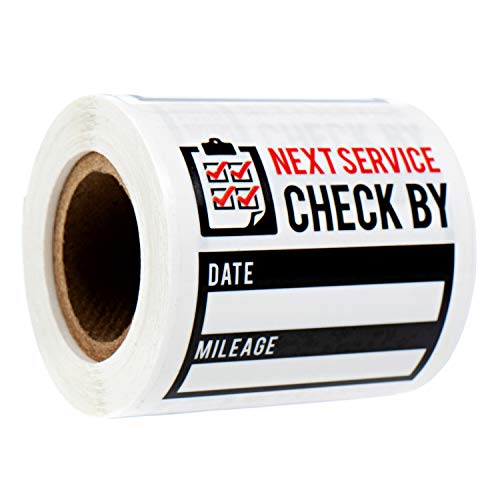 SBlabels Oil Change Reminder Stickers - 100 Black, Red, Clear Next Service Check by Removable Labels - 2" x 2" Square Automotive Due Window Sticker - Image 1