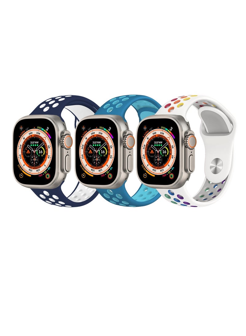 CATANES 3 pieces of Soft Silicone Watchband Straps for Apple Watch 49mm 45mm 44mm 