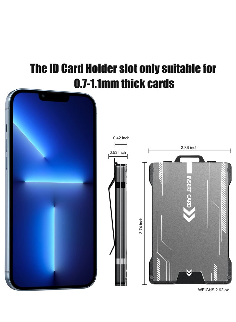 KASTWAVE Wallet For Men Slim Aluminum Metal Money Clip with Transparent Work RFID Metal Wallet Work ID Card Holder Business Card Holder with Clear Window ID Badge Clip Cash Card Slim Minimalist Wallet (Black) - Image 5