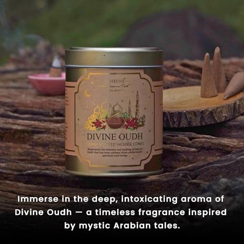 Nyassa Divine Oudh Highly Scented Incense Cone | Oudh Fragrance | Pure Long-Lasting Dhoop Cones for Pooja, Meditation, Home Fragrance | 40 Dhoop Cones in Tin Box (100g) - Image 2