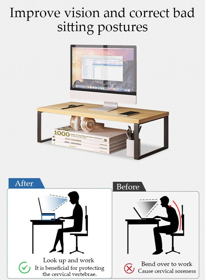 DUNISO Monitor Stand Riser, Multifunctional Desktop Storage Rack, Stable Load Bearing, Suitable For Laptops, Computers, Televisions, Screens, Etc, Pc, Printer, Used For Home Office And Dormitory，40*20*8cm - Image 4