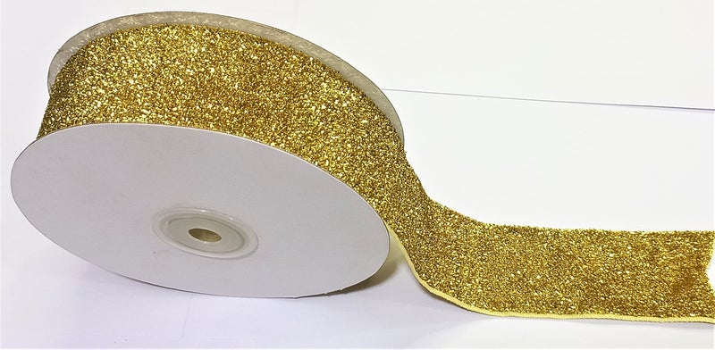 OMX Roll of Sparkle Glitter Ribbon Patti Lace (9 Meters) (Border) with 38mm (1.5 Inch) Width, Saree Border, Party Decoration, Craftwork (Gold) - Image 3