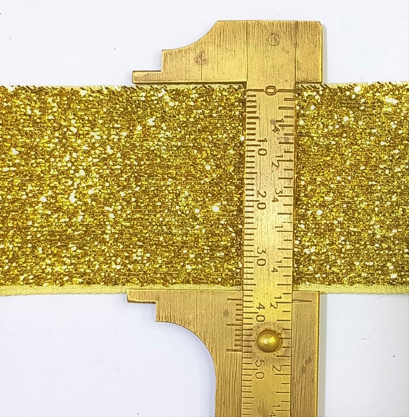 OMX Roll of Sparkle Glitter Ribbon Patti Lace (9 Meters) (Border) with 38mm (1.5 Inch) Width, Saree Border, Party Decoration, Craftwork (Gold) - Image 5