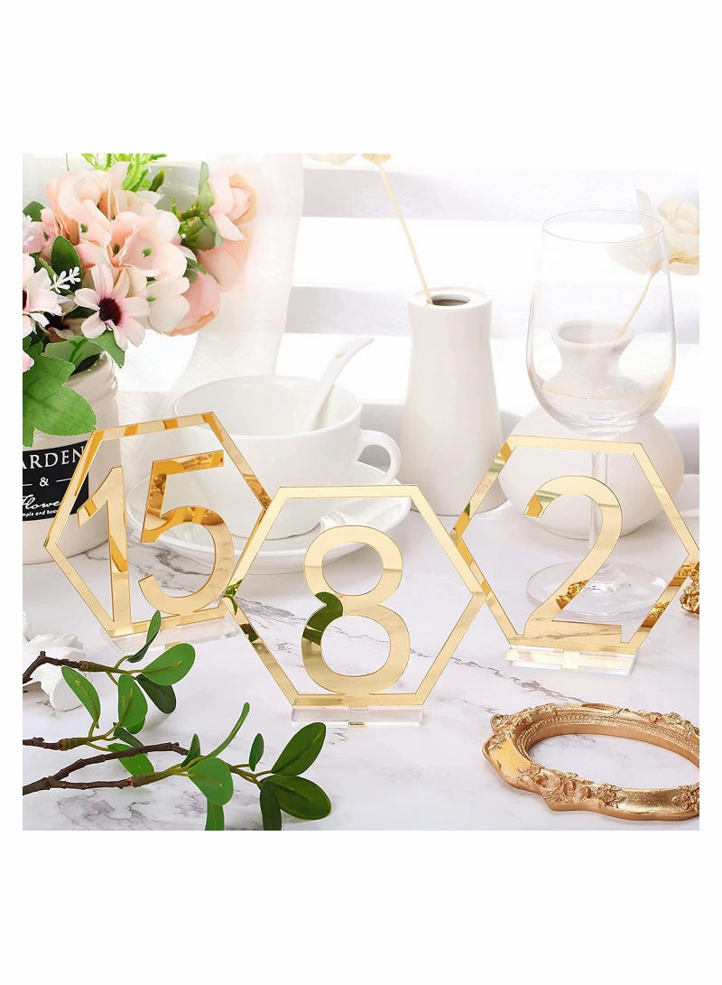 KASTWAVE 15 Pieces Table Numbers 1-15 Wedding Acrylic Table Numbers Hexagon Hollow Out Table Number - Image 4