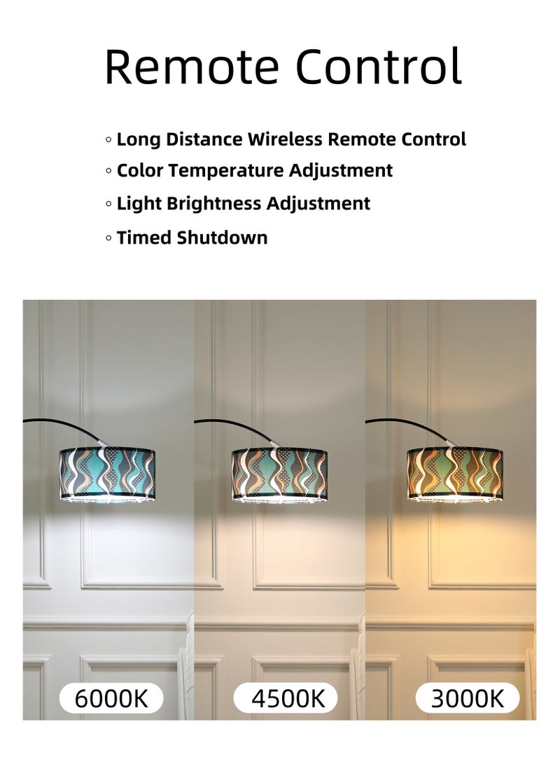 Bolivia's - Nordic Arc Floor Lamp, 3 Adjustable Color Temperatures, with Funny Printed Lampshade & Remote Control, Eye-Caring Design for Living Room Bedroom Office - Image 1