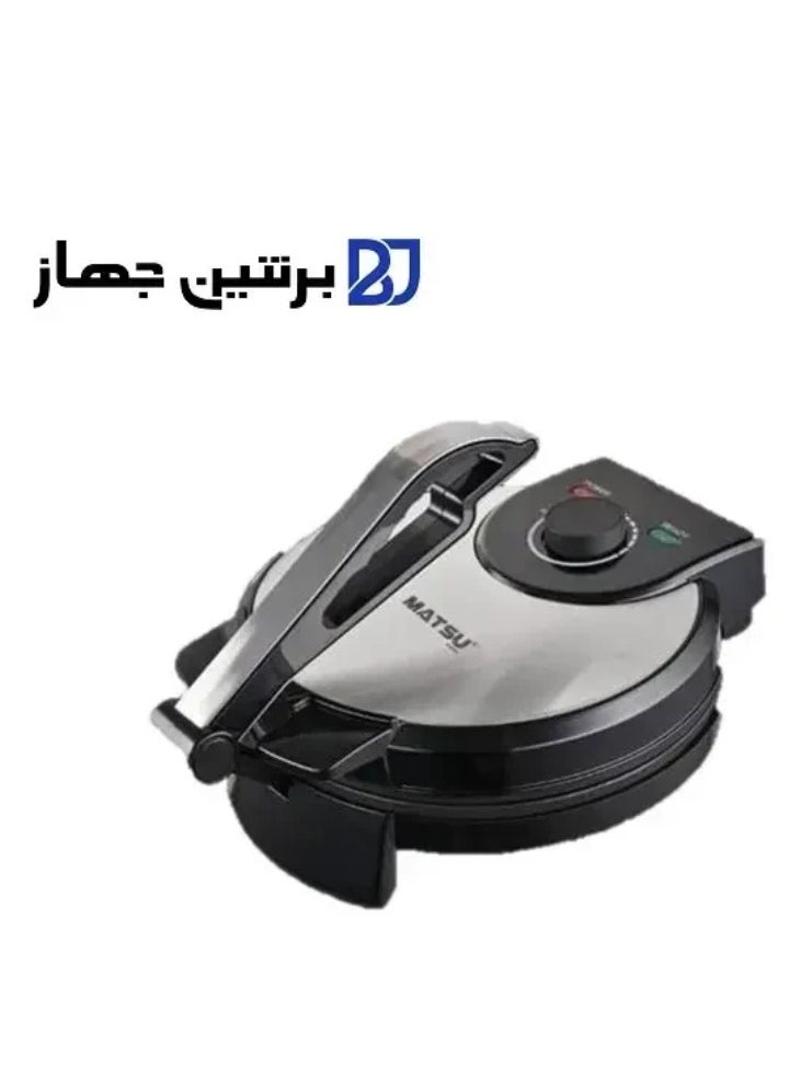 Generic MATSU 10-Inch Electric Roti Maker – 1200W Non-Stick Chapati, Paratha & Flatbread Press Machine with Heavy-Duty Stainless Steel Body, Adjustable Temperature Control for Perfect Cooking, Dual Power & Ready Indicator Lights, Safety Lock Feature, Easy-Clean Non-Stick Plates, Instruction Manual Included – 220-240V Home Kitchen Appliance for Daily Use in UAE  - Image 2