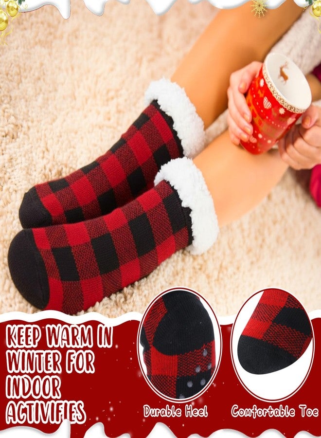 Cutecrop جوارب كيوت كروب الشتوية الناعمة والمضادة للانزلاق، 12 زوجًا، هدية مثالية لعيد الميلاد (بنقشة مربعات حمراء وسوداء). - Image 4