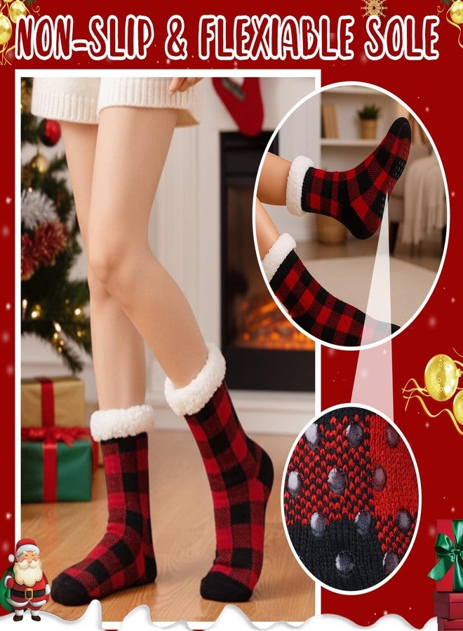 Cutecrop جوارب كيوت كروب الشتوية الناعمة والمضادة للانزلاق، 12 زوجًا، هدية مثالية لعيد الميلاد (بنقشة مربعات حمراء وسوداء). - Image 5