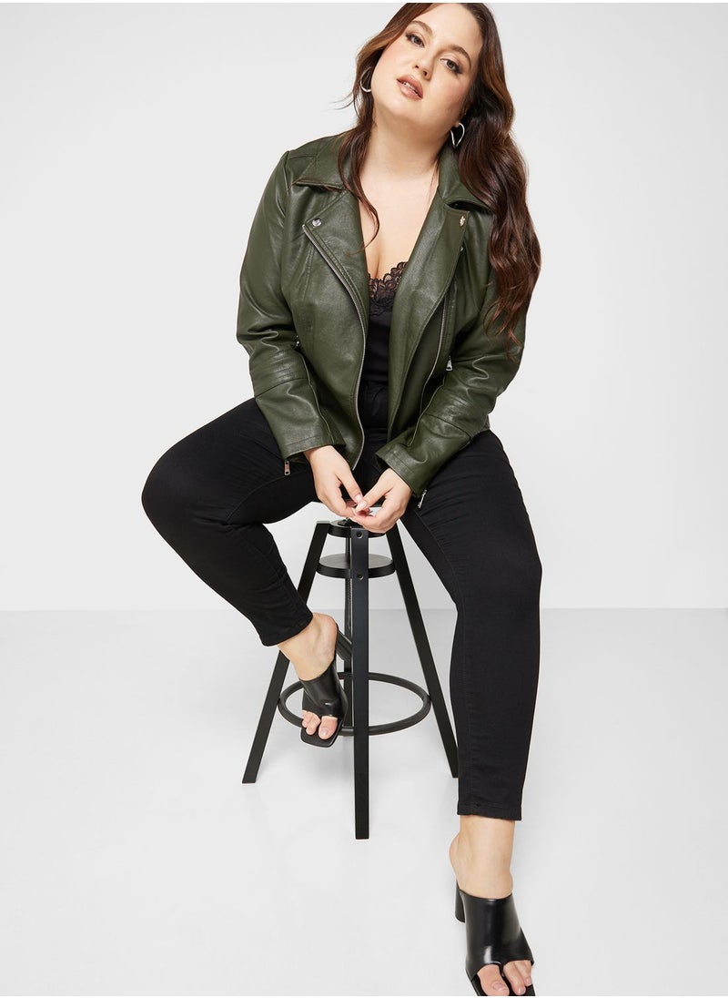 Only Carmakoma - Pu Knitted Jacket - Image 1