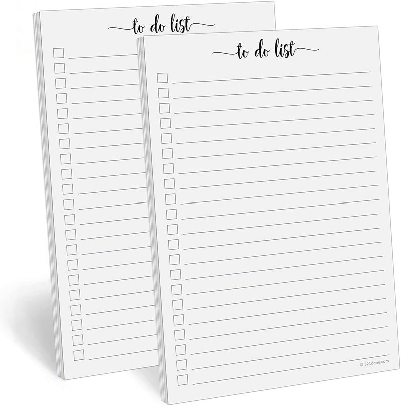 321Done To Do List Notepad - Pack of 2 - 50 Sheets (5.5" x 8.5") To-Do's Notepad Tear Off, Planning Memo Pad, Planner Checklist Organizing - Wide-Ruled - Image 1