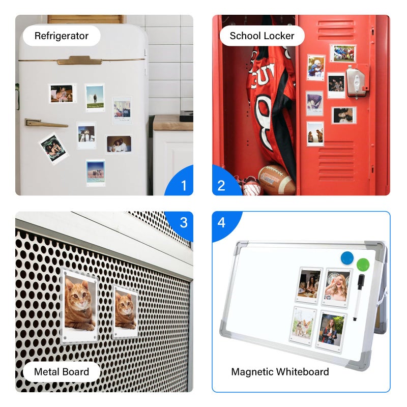 JUOIFIP 10 Pack Acrylic Polaroid Refrigerator Magnet Picture Frames, Clear Mini Frames for Instant Photos, 2.36 x 3.54 Inch Magnetic Instax Frame for Refrigerator Display - Image 5