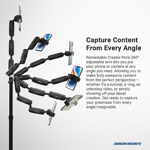 ARKON Mounts - Overhead Phone Mount - Versatile Solution for Artists, and Nail Art - Sturdy and Stable Design with 360-Degree Adjustability - Ideal for Video Recording, Vlogging, Cooking, and Drawing - Image 4