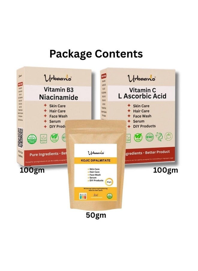 Urbaano herbal Niacinamide, Kojic Acid Dipalmitate & L Ascorbic Acid Powder for Making DIY Skin Care Products - Minimize Pores, Dark Spots, Balance Oil Production (Niacin - 100gm, Kojic - 50gm, Ascorbic - 100gm) - Image 5