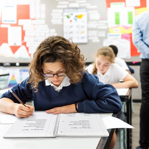 SUNEE Spiral Notebooks, 1-Subject, 5 Pack, College Ruled Paper, 8" x 10-1/2", 70 Sheets per Notebook,3-Hole Punched Paper, Pink,Purple, Blue, Green, Yellow Spiral Lined Notebooks for School,Work - Image 5