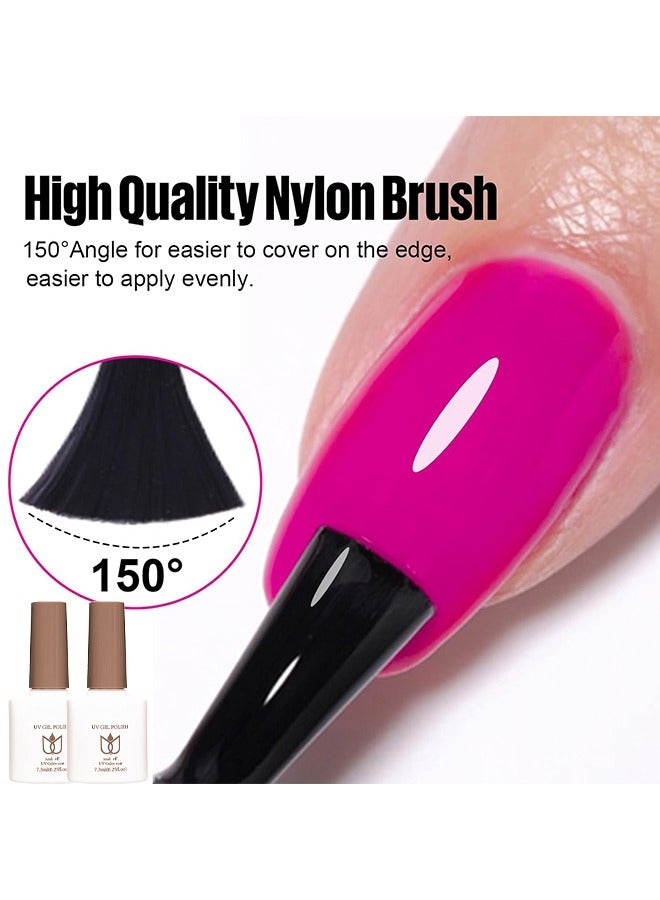 HS 2PCS No Wipe Gel Top Coat And Base Coat Set 7.3ML Soak Off UV LED Clear Gel Base Top Gel Glossy Shine Finish Long Lasting Gel Polish Base Art Starter Manicure Salon DIY At Home - Image 5