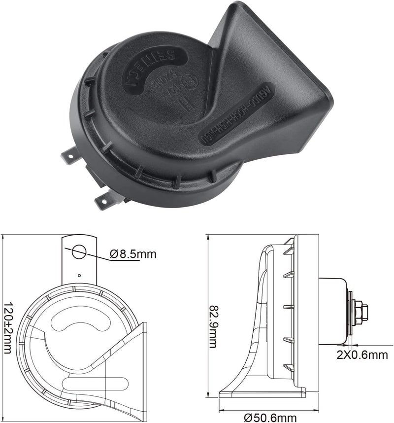 SEINECA Car Horn 12V Loud Dual-Tone Electric Snail Horn Kit Universal Fit，12v Auto Horn Kit High and Low Tone for Truck Car Motorcycle Pickup RV SUV. - Image 4