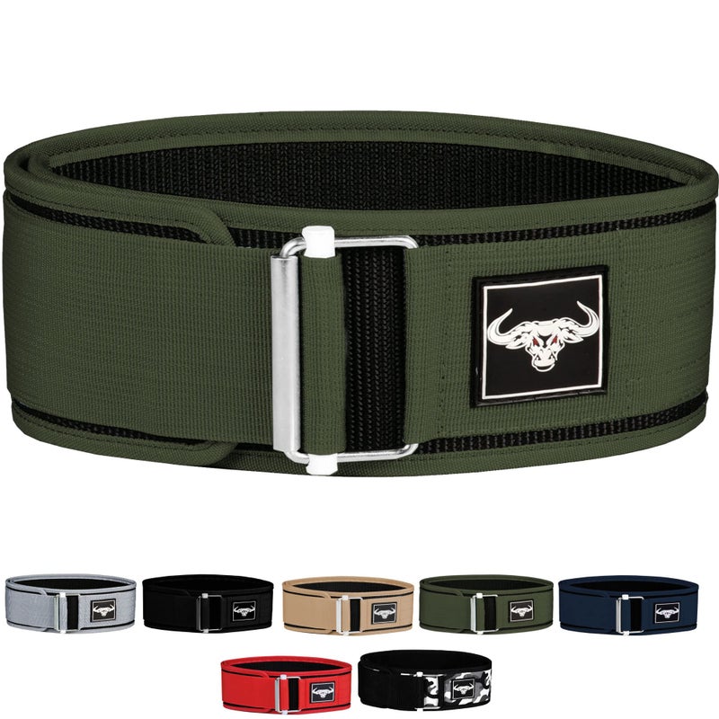 IBRO Quick Locking Premium Weight Lifting Belt Back Support for Powerlifting Cross Training Gym Bodybuilding 4 Inch Nylon Men and Women with Metal Buckle for Core Stability Green M