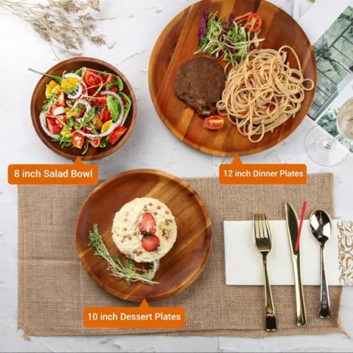 Woodiva Sheesham Wooden Round Serving Tray/Platter Handcrafted Wooden Snack Plates for Dry Fruits, Sweets, Home & Kitchen Décor (8 Inch – 1 Pc) - Image 4