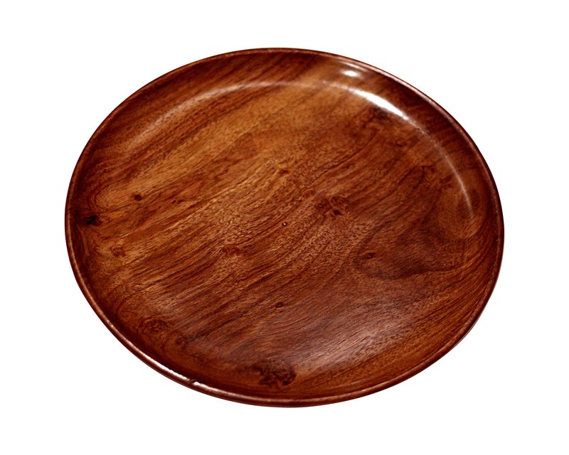 Woodiva Sheesham Wooden Round Serving Tray/Platter Handcrafted Wooden Snack Plates for Dry Fruits, Sweets, Home & Kitchen Décor (8 Inch – 1 Pc) - Image 5