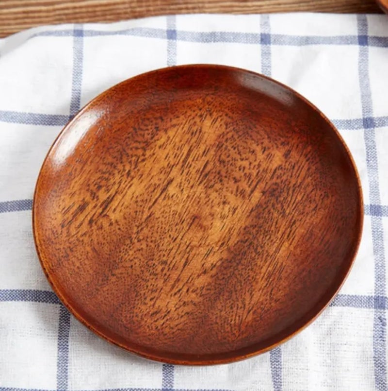 Woodiva Sheesham Wooden Round Serving Tray/Platter Handcrafted Wooden Snack Plates for Dry Fruits, Sweets, Home & Kitchen Décor (8 Inch – 1 Pc) - Image 1