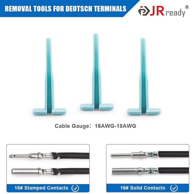 JRready مجموعة أدوات إزالة موصل دبوس JRready ST5337 الألمانية، 0411-310-1605 مناسبة لموصلات HD10/HD20/HD30/DT حجم 16 16-18 AWG أدوات استخراج الدبابيس 10 قطع - Image 3