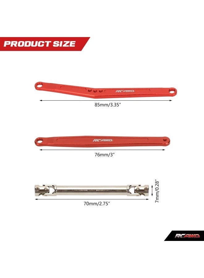 RCAWD Alloy 35mm Extended Upper/Lower Linkage&70mm+ Cvd Center Drive Shaft for FMS Fcx24 1-24 Crawlers(Red) - Image 2