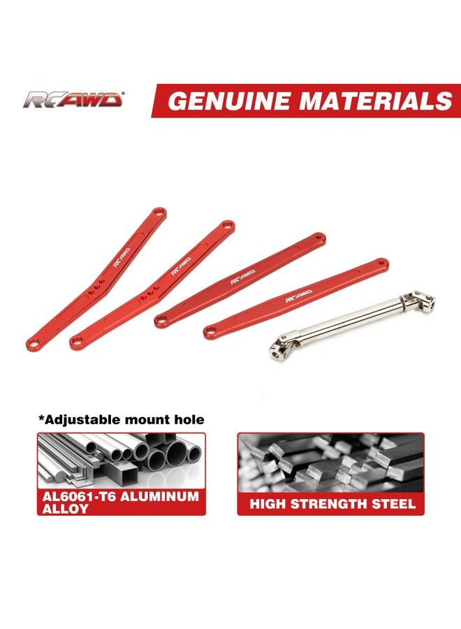 RCAWD Alloy 35mm Extended Upper/Lower Linkage&70mm+ Cvd Center Drive Shaft for FMS Fcx24 1-24 Crawlers(Red) - Image 3