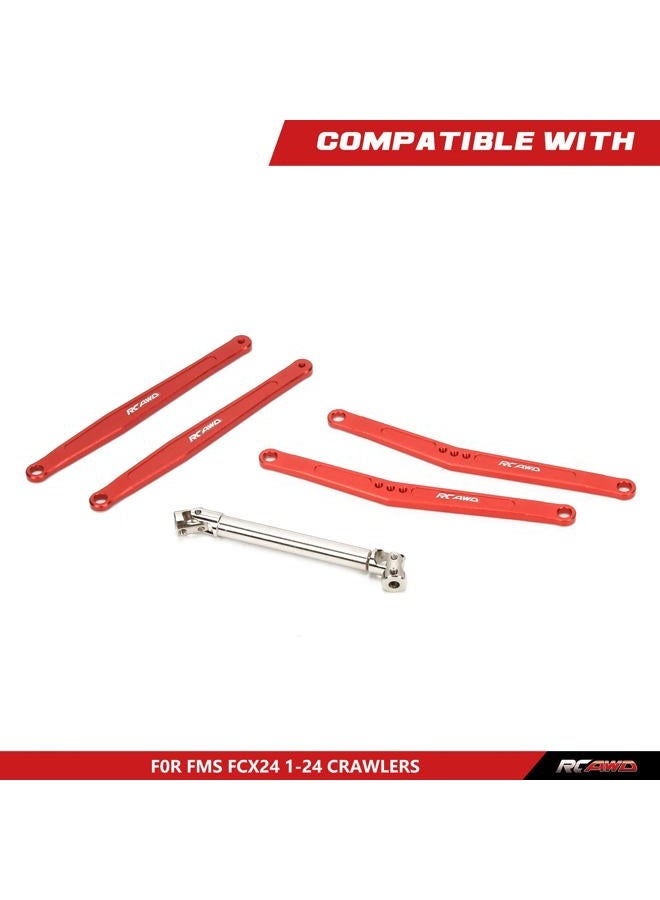 RCAWD Alloy 35mm Extended Upper/Lower Linkage&70mm+ Cvd Center Drive Shaft for FMS Fcx24 1-24 Crawlers(Red) - Image 4